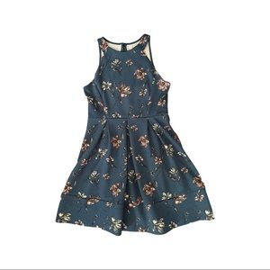 Xhilaration floral stretch fit and flare dress - M